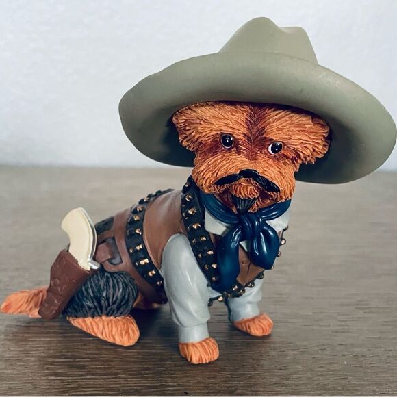 Hamilton Collection Spurs N Furs Yorkie Dog Wild West Cowboy Figurine - Picture 1 of 5